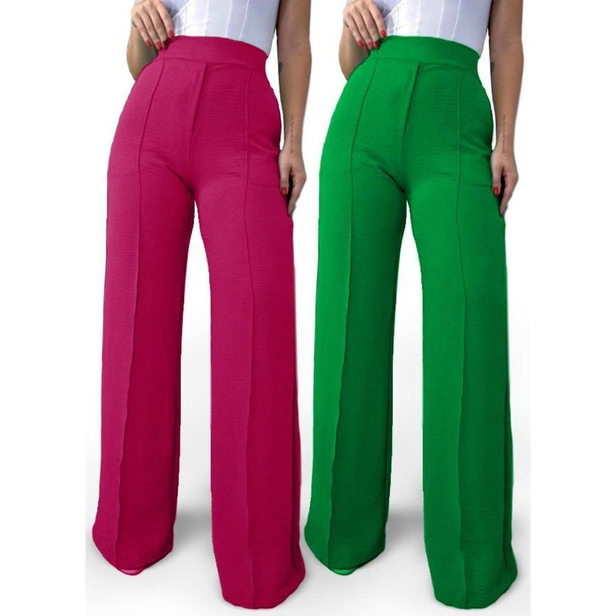 Calça Pantalona Tecido Duna Calça De Pano Feminina Calça