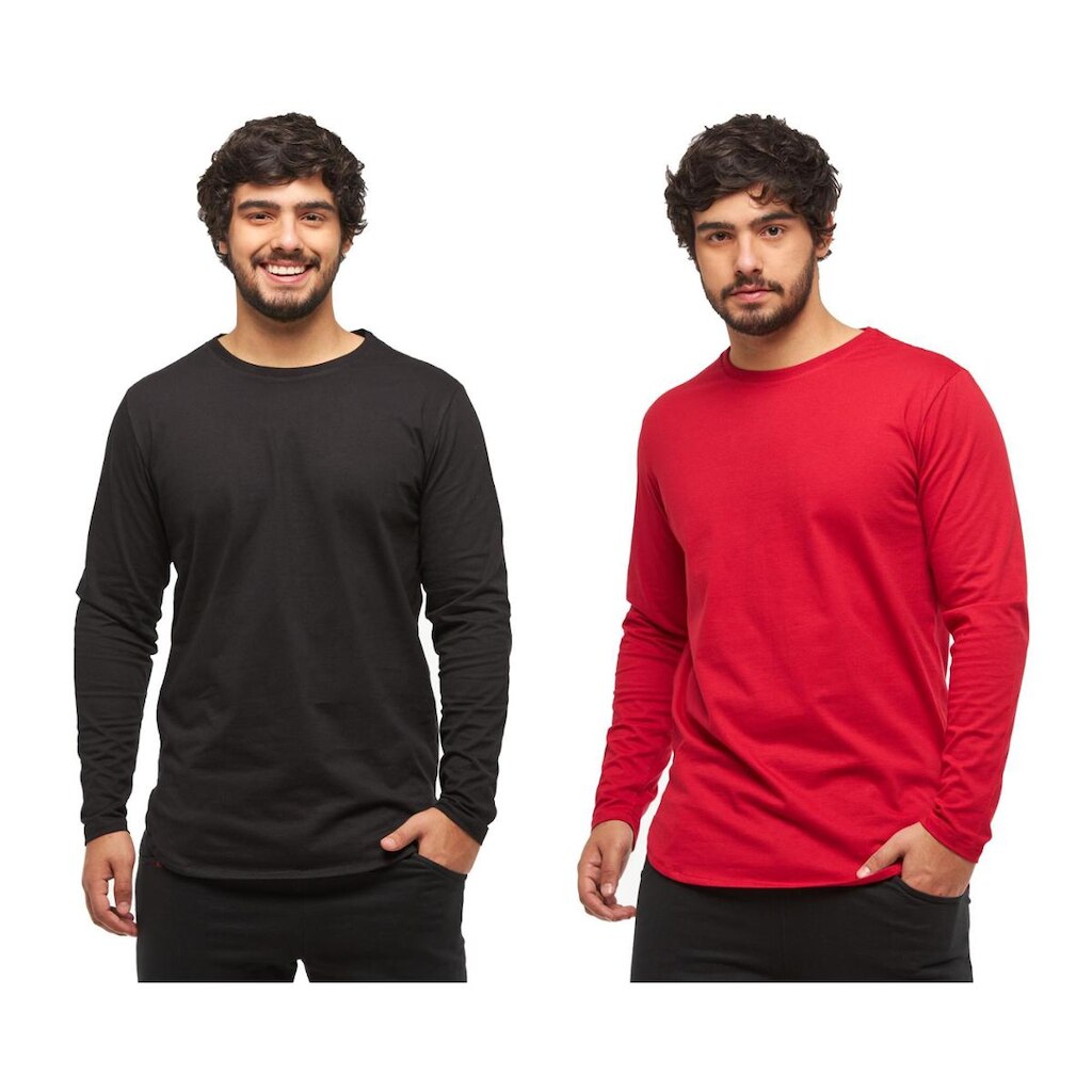 Kit 02 Camisetas Longline Manga Comprida Oversized