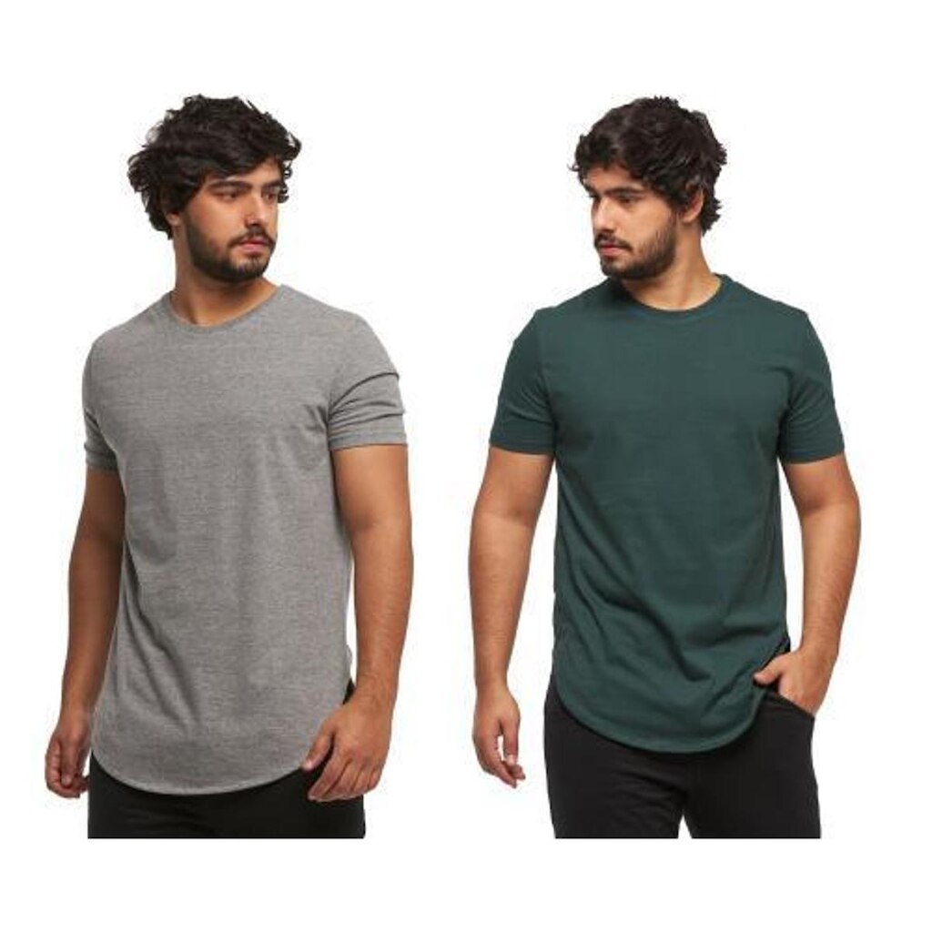 Kit 02 Camisetas Longline Mnaga Curta Masculina Oversized C1