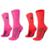Kit 02 Pares Meia HUPI Corrida Bike Lisa Cano Médio, Tam 36-42 - Rosa+Vermelho