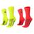 Kit 02 Pares Meia HUPI Corrida Bike Lisa Cano Médio, Tam 36-42 - Amarelo+Vermelho