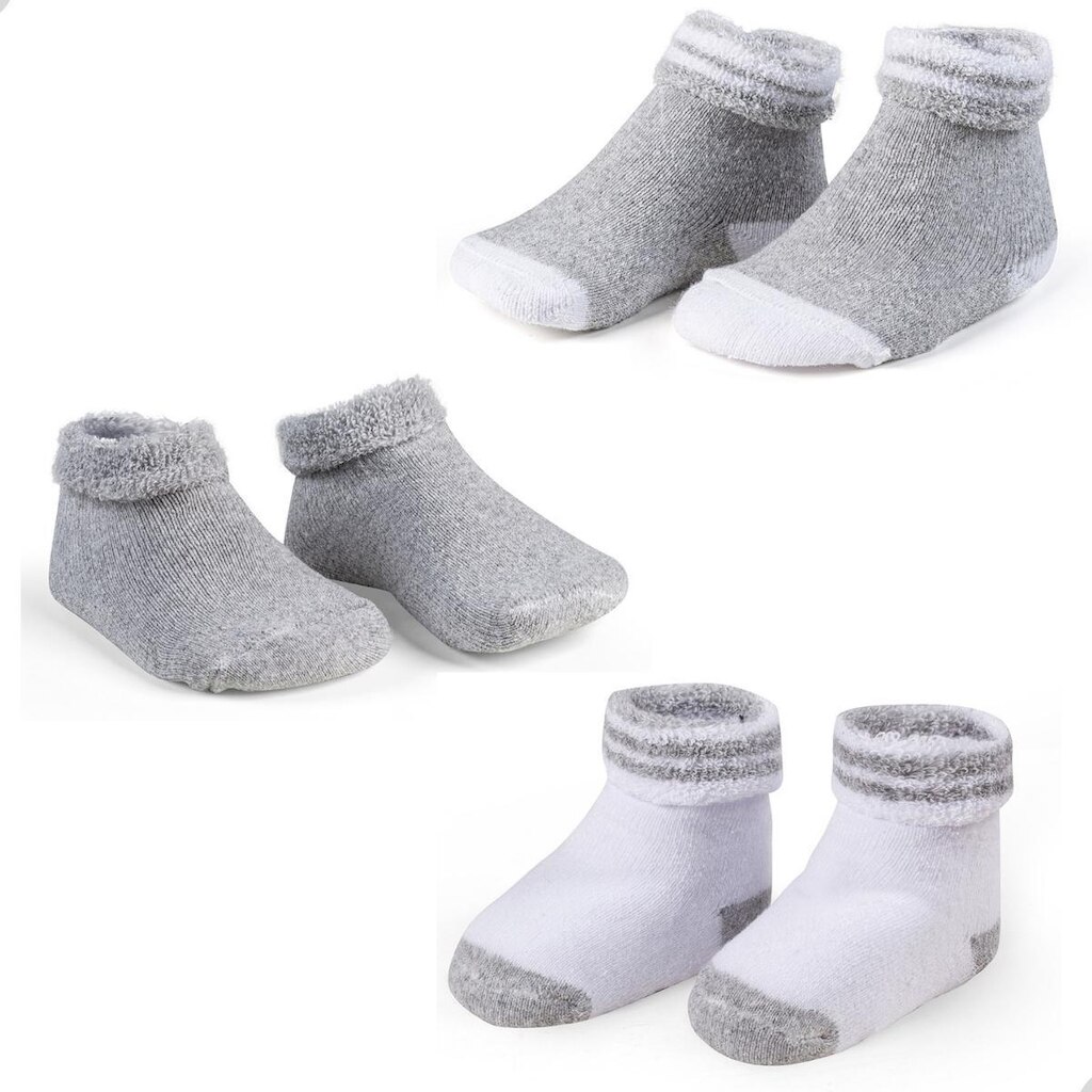 Kit 03 Pares De Meias Atoalhadas Para Bebe Recem Nascido Algodao Confortavel