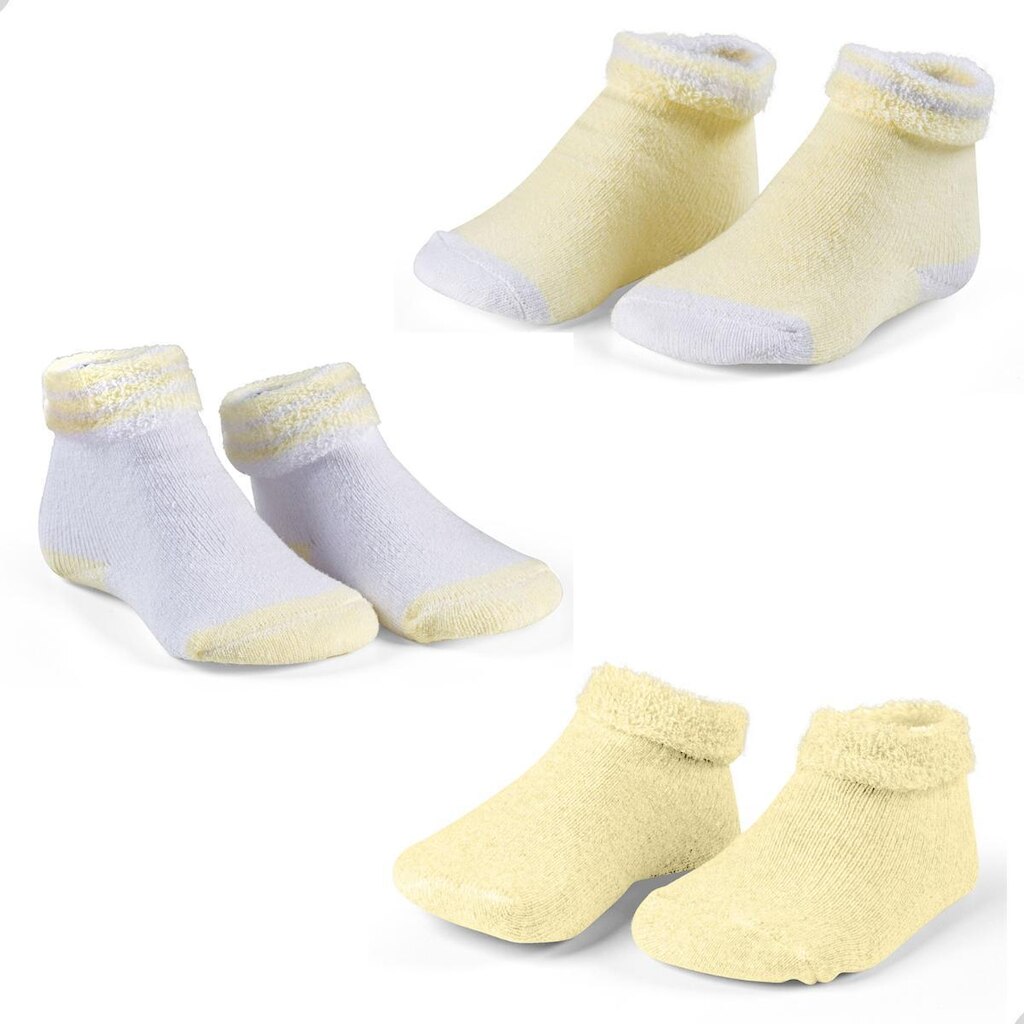 Kit 03 Pares De Meias Atoalhadas Para Bebe Recem Nascido Algodao Confortavel