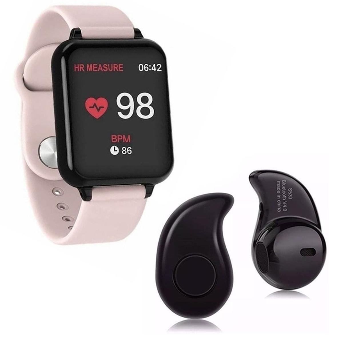 Menor preço em Kit 1 Relógio Smartwatch B57 Hero Band 3 + 1 Mini Fone Bluetooth Preto
