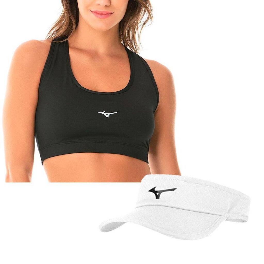 Kit 1 Top Feminino Mizuno Essence e 1 Viseira