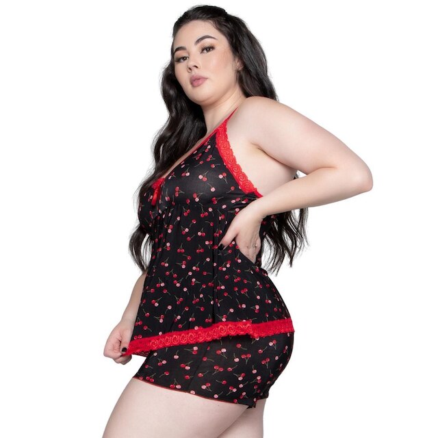 Kit 10 Baby Doll Plus Size Feminino Liganete e Renda Estampado