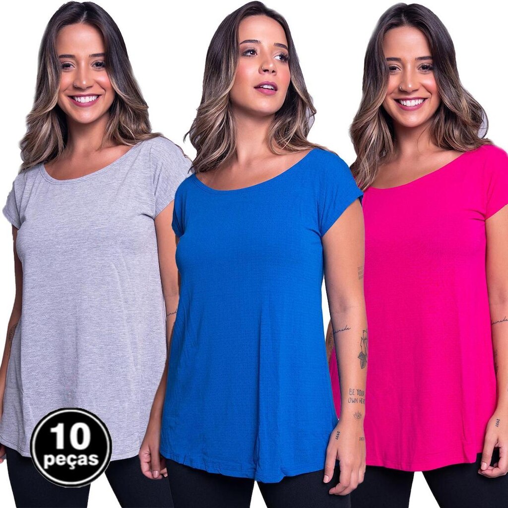 Kit 10 Blusa Fitness Mullet Feminina Academia Atacado Treino