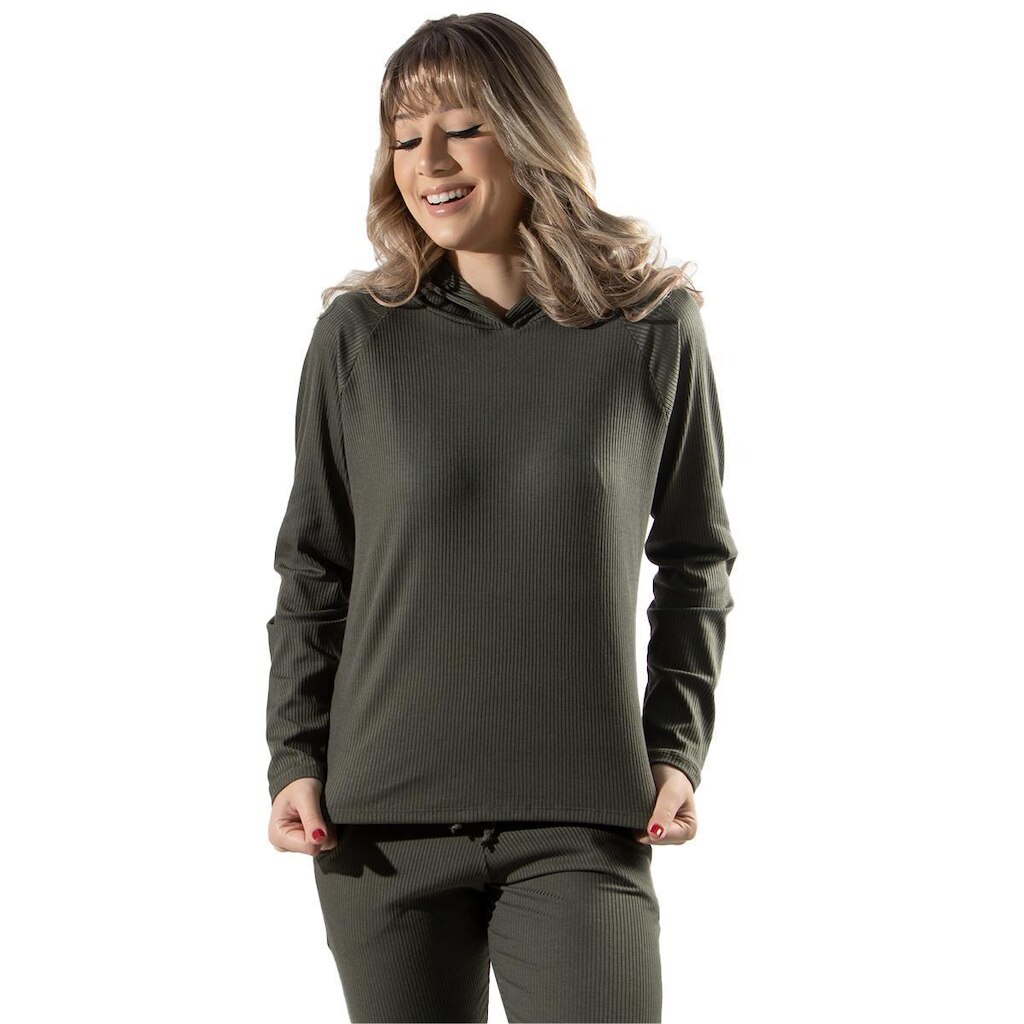 Kit 10 Blusas Feminina Canelada Com Capuz Comfy Moda Casual