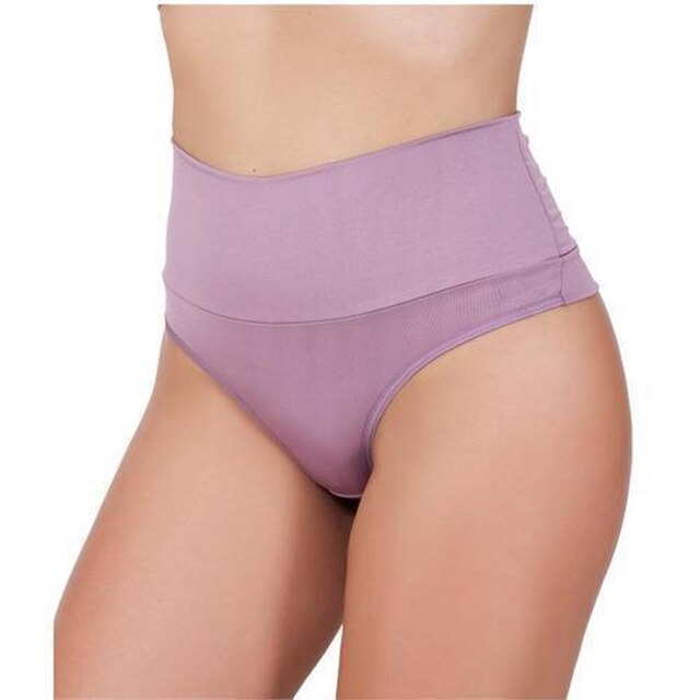 Kit 10 Calcinha Cintura Alta Fio Modeladora Microfibra Cós Duplo