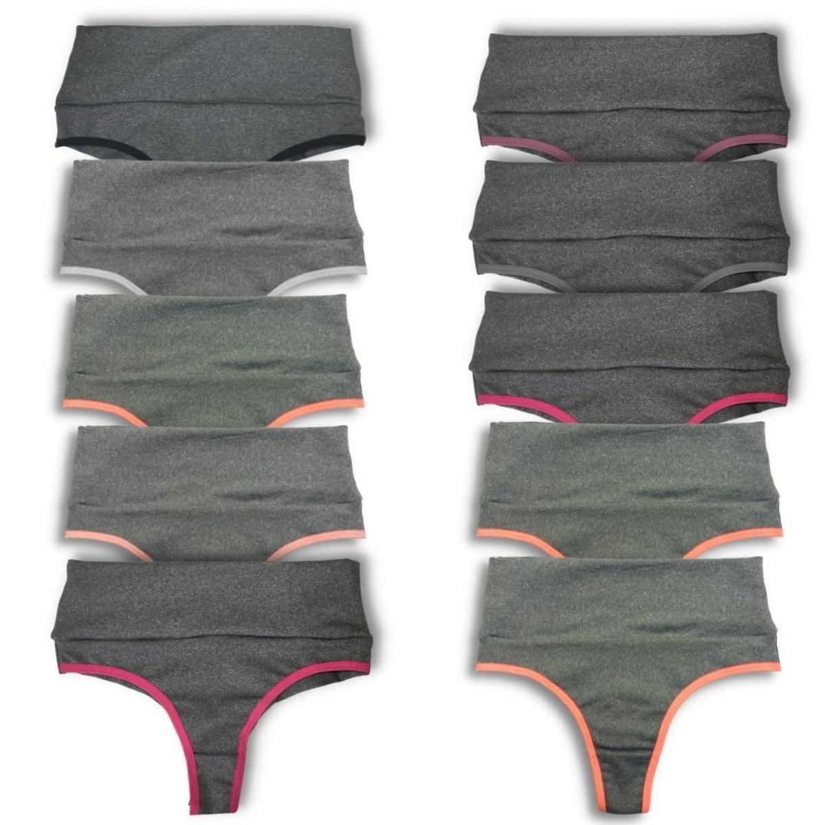 Kit 10 Calcinhas Fitness Fio Duplo Cós Alto Compressão Barriga Preço Atacado Menor preço em Kit 10 Calcinhas Fitness Fio Duplo Cós Alto Compressão Barriga Preço Atacado