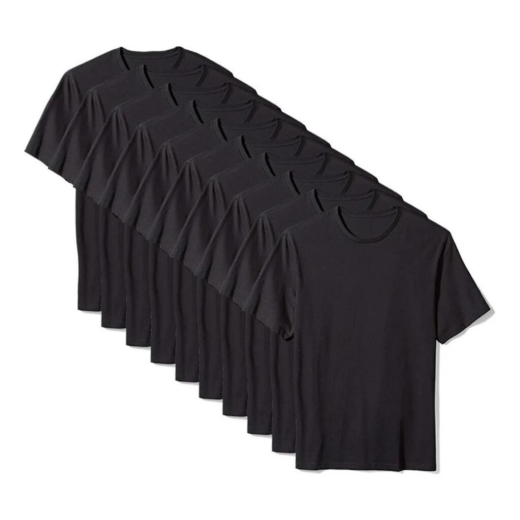 Kit 10 Camisetas Básicas Masculina -shirt Algodão Preta Tee