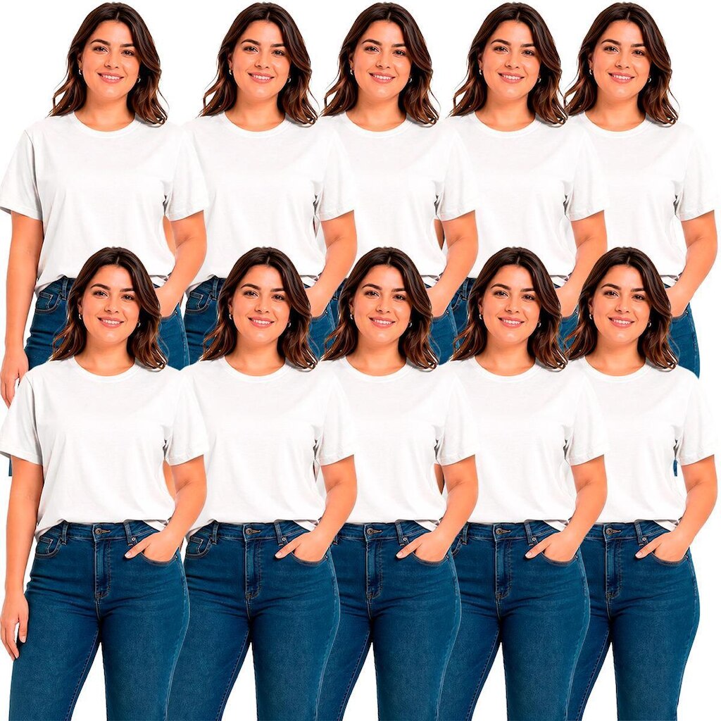 Kit 10 Camisetas Feminina Lisa Premium 100% Algodão Manga Curta Básica Blusa T-Shirt Casual