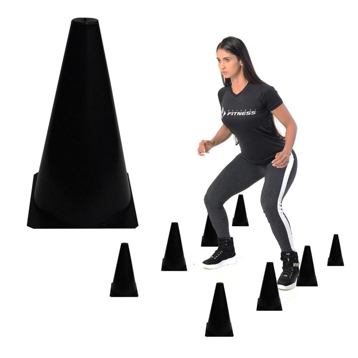 Kit 10 Cones Liso Para Futebol Treinamento Funcional Agilidade Preto Menor preço em Kit 10 Cones Liso Para Futebol Treinamento Funcional Agilidade Preto