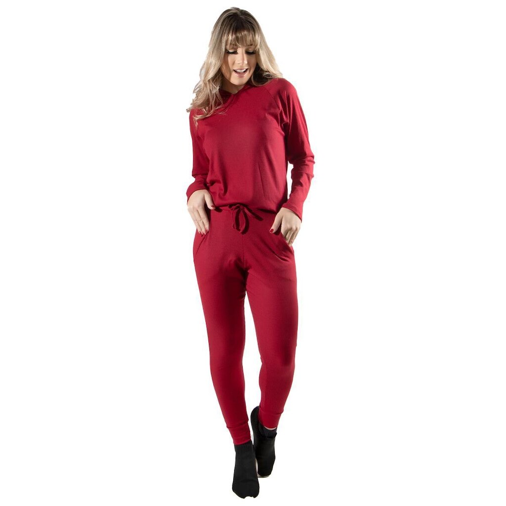 Kit 10 Conjuntos Feminino Canelado Comfy Com Capuz e Jogger