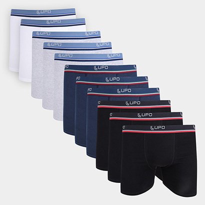 Kit 10 Cuecas Boxer Esp. Lupo Masculina - Masculino