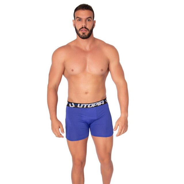 Kit 10 Cuecas Boxer Masculina Lisa Elástico Forro Algodão