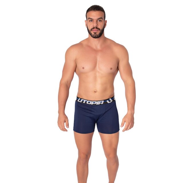 Kit 10 Cuecas Boxer Masculina Lisa Elástico Forro Algodão
