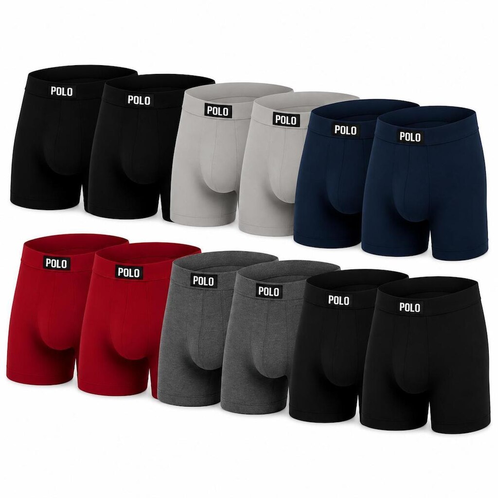 Kit 10 Cuecas Boxer Viscose Premium Conforto Fibra de Bambu Extremo Toque Seda Gelado Polo Ice Box