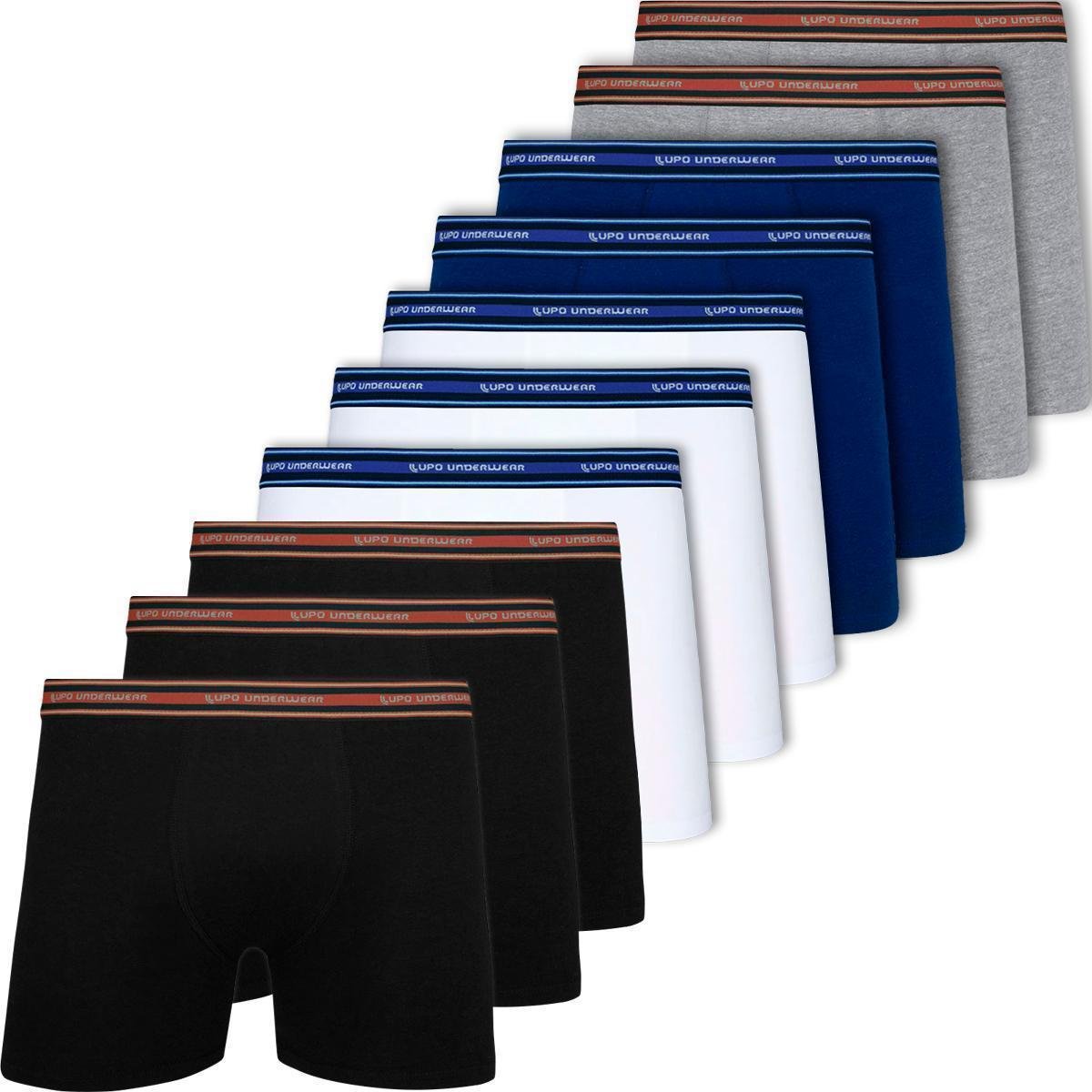 Kit 10 Cuecas Lupo Original Boxer Em Algodão Box Masculina Cotton Adulto Atacado Confortável 523