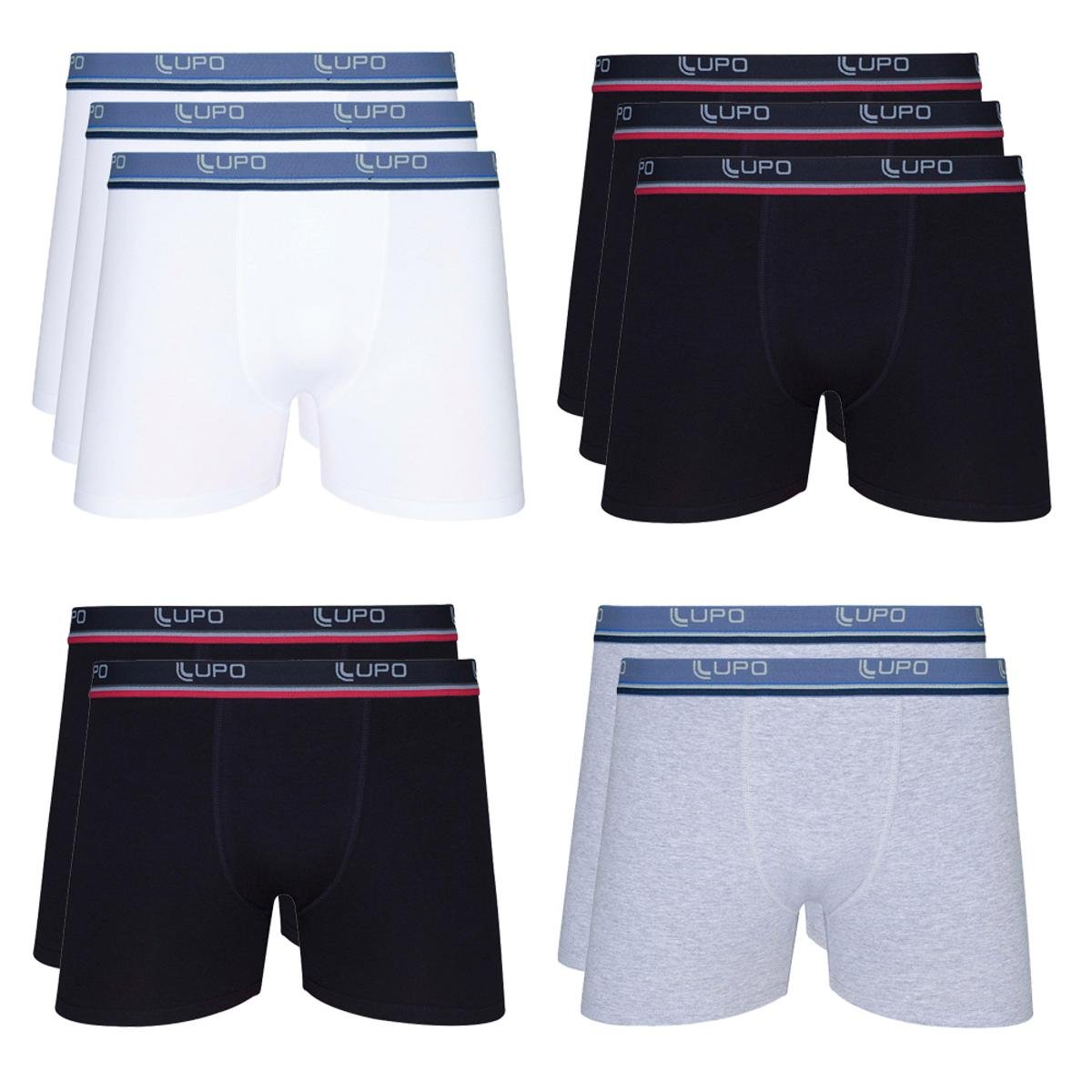 Kit 10 Cuecas Lupo Boxer Masculino - Branco e Preto Menor preço em Kit 10 Cuecas Lupo Boxer Masculino - Branco e Preto