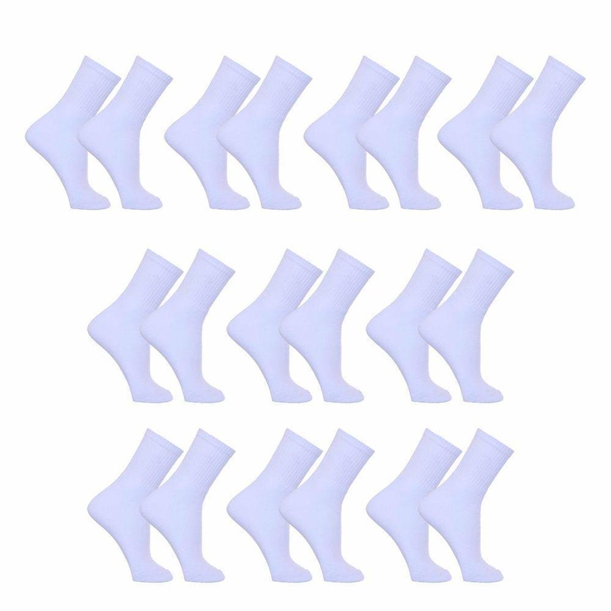 Kit 10 Pares Meia Adulto Masculina Esportiva Cano Alto Algodão - Branco Menor preço em Kit 10 Pares Meia Adulto Masculina Esportiva Cano Alto Algodão - Branco