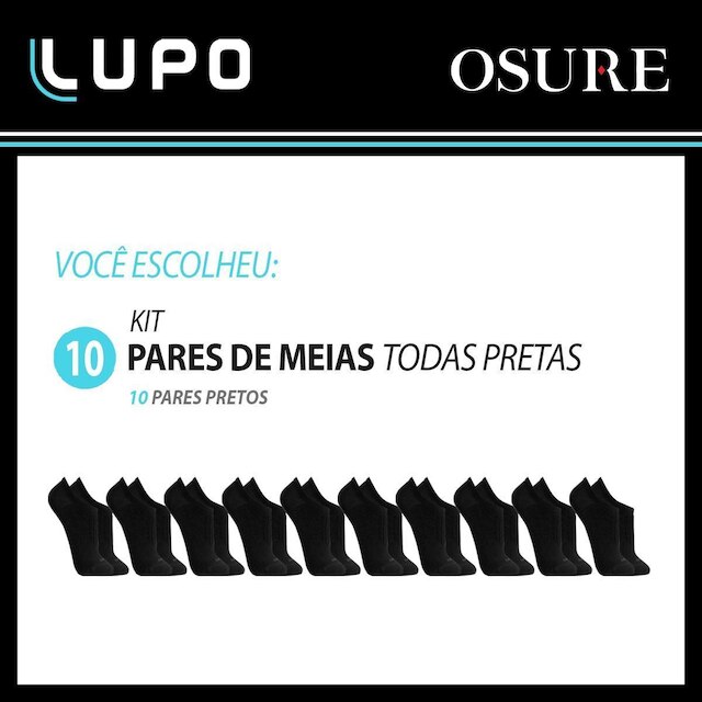 Kit 10 Pares Meias Lupo Cano Curto Baixo Meia Soquete Algodão Masculina Feminina Unissex