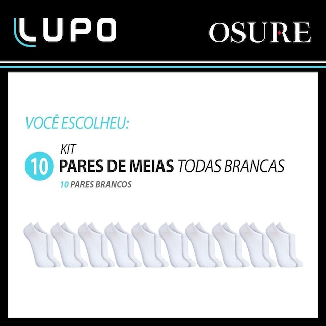 Kit 10 Pares Meias Lupo Cano Curto Baixo Meia Soquete Algodão Masculina Feminina Unissex