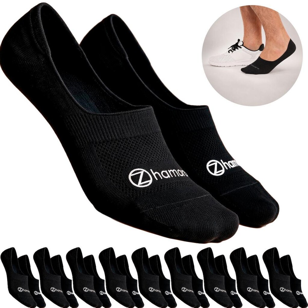 Kit 10 Pares Meias Zhamaro Sapatilha 100% Invisível C/ Silicone Algodão Masculina Feminina Academia