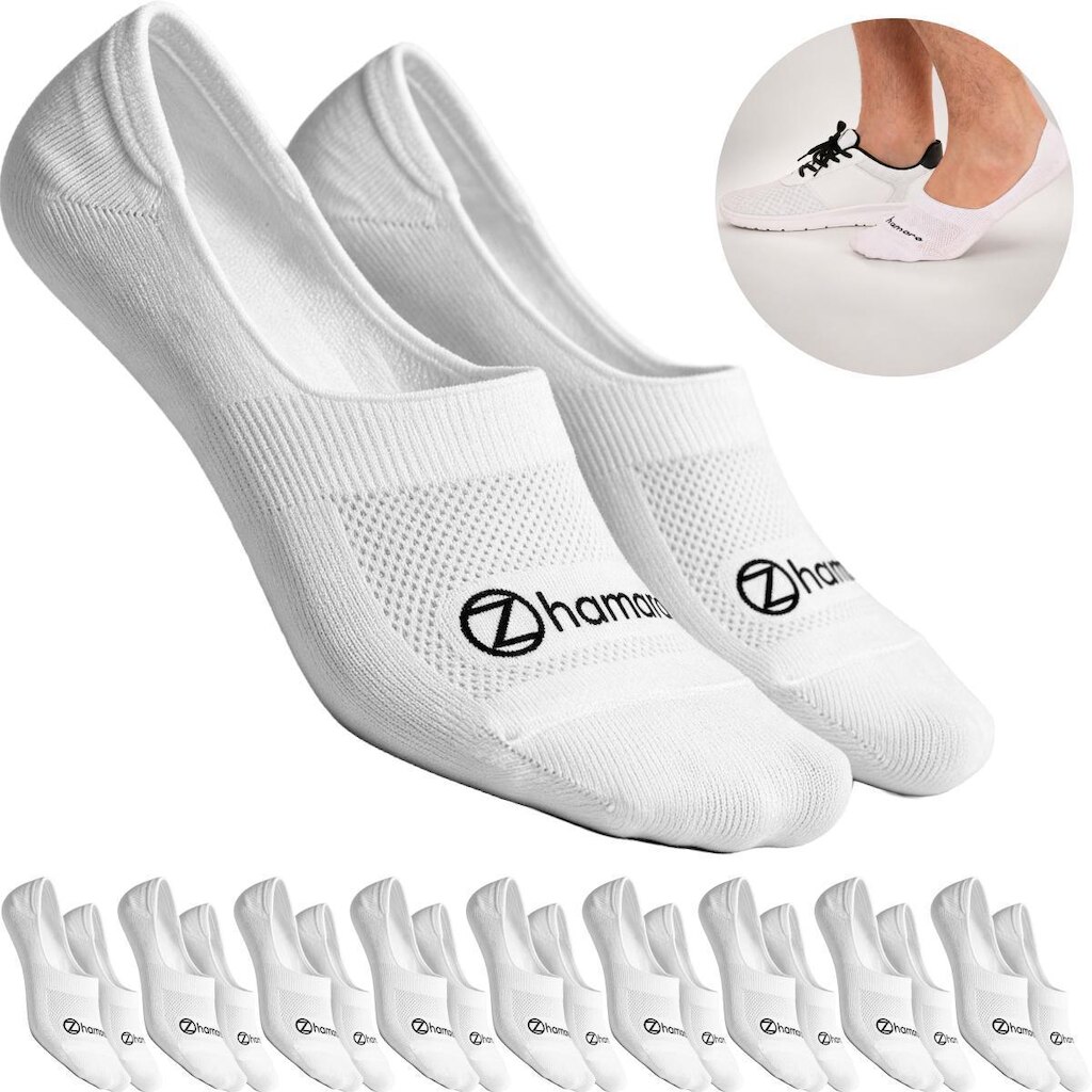 Kit 10 Pares Meias Zhamaro Sapatilha 100% Invisível C/ Silicone Algodão Masculina Feminina Academia