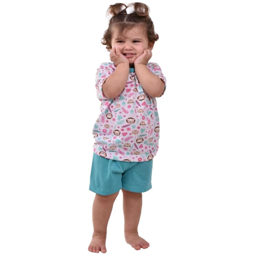 Kit 10 Pijama Curto Menino e Menina Bebê Linha Noite Infantil Verão