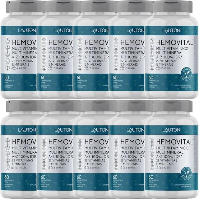 Kit 10X Hemovital Multivitamínico - 60 Cápsulas - Lauton Nutrition