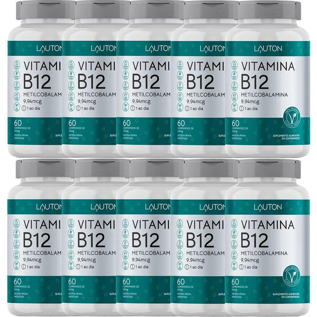 Kit 10X Vitamina B12 Metilcobalamina - 60 Comprimidos - Lauton Nutrition