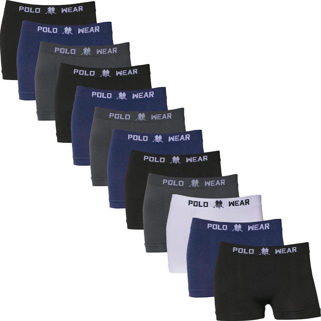 Kit 12 Cuecas Boxer Polo Wear Infantil Menino Microfibra Sem Costura Cueca Box Confortável