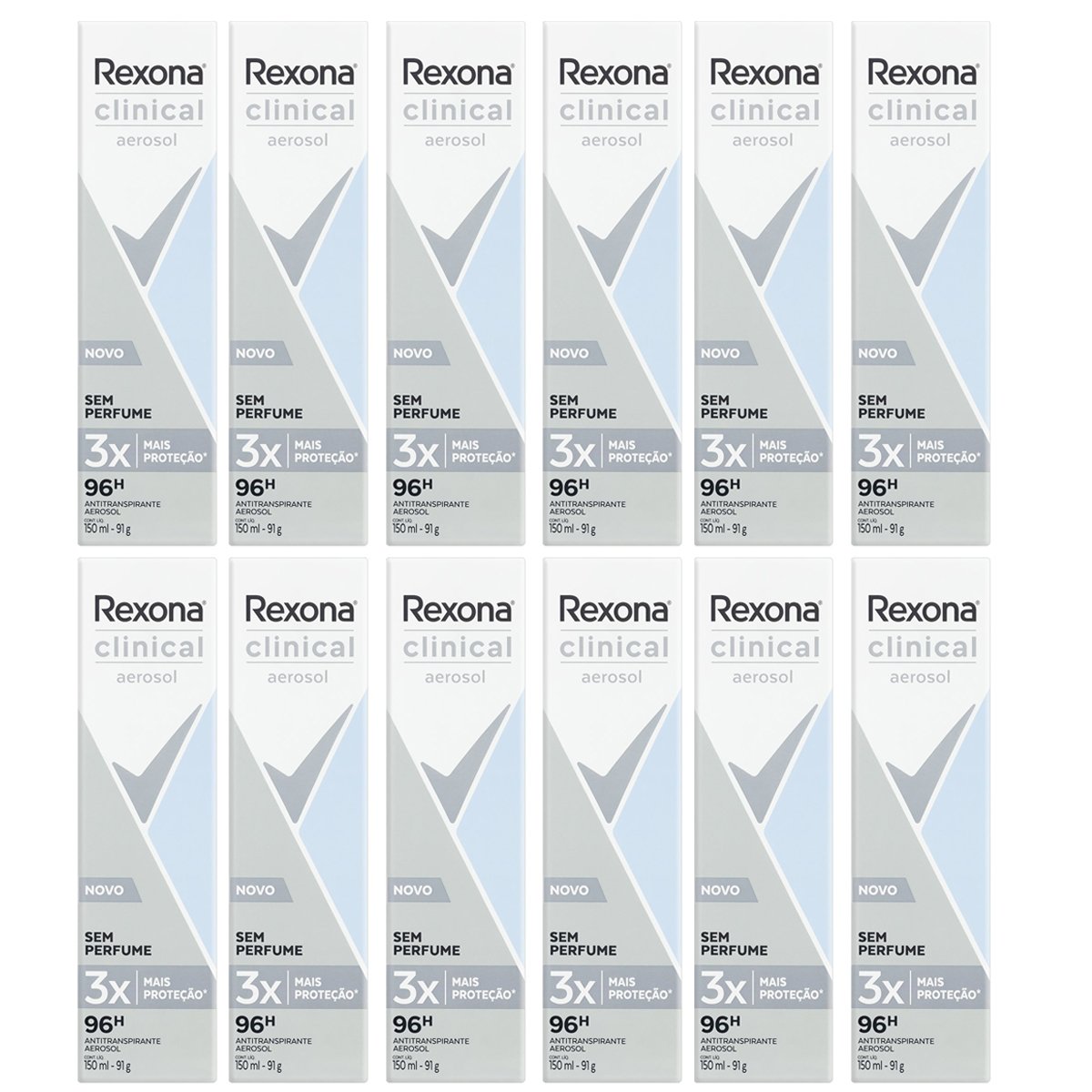 Kit 12 Desodorante Rexona Clinical Sem Perfume Aerosol 150ml - Incolor Menor preço em Kit 12 Desodorante Rexona Clinical Sem Perfume Aerosol 150ml - Incolor