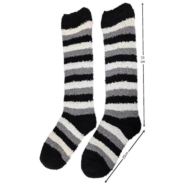 Kit 12 Pares Meias Feminino Adulto 3/4 Longa Quente Inverno Proteção Frio Listras