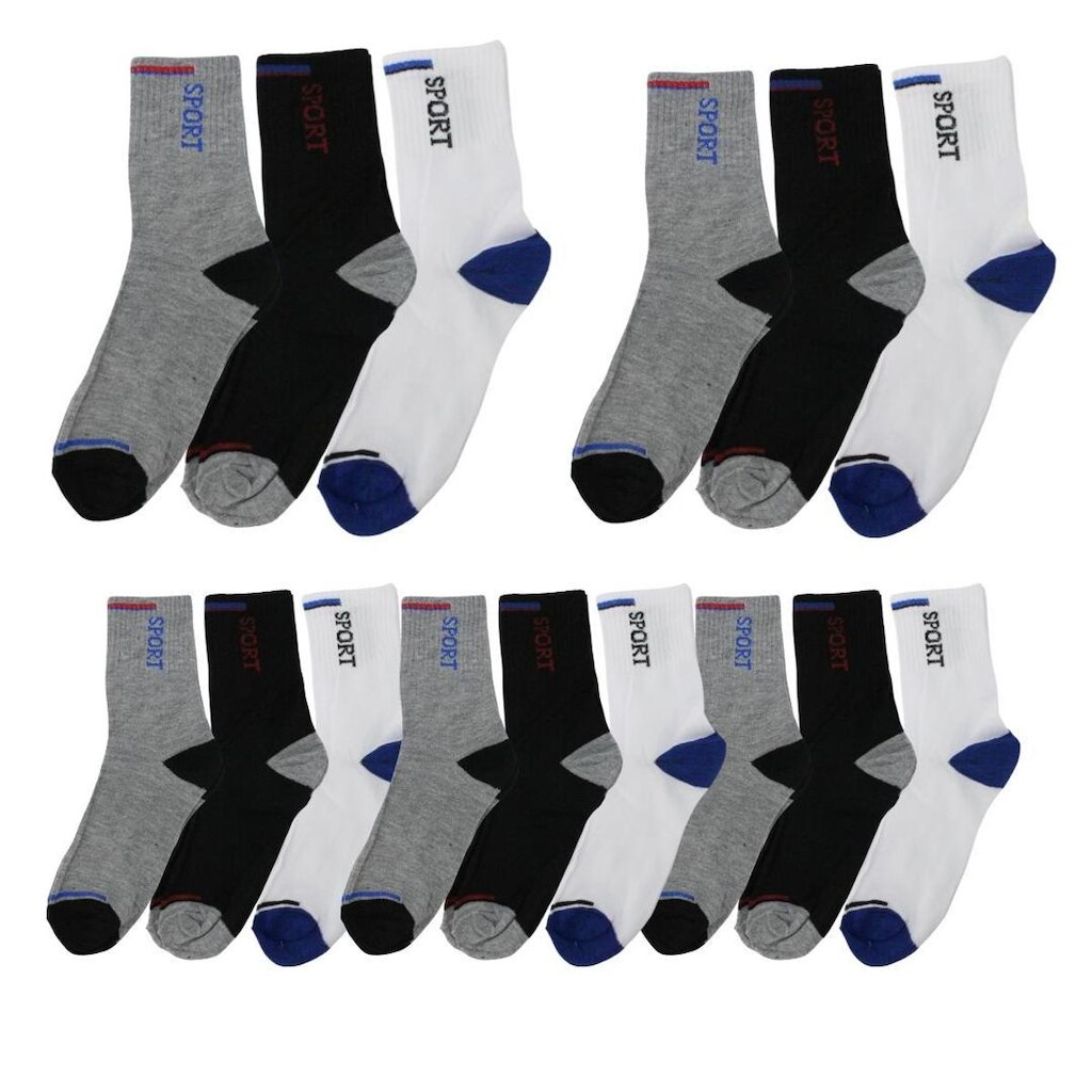Kit 15 Pares de Meia Sport Cano Alto