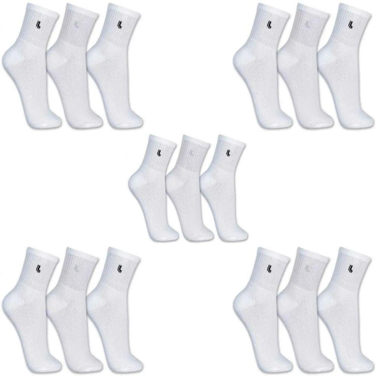 Kit 15 Pares Meias Lupo Cano Médio Walk - Branco Menor preço em Kit 15 Pares Meias Lupo Cano Médio Walk - Branco