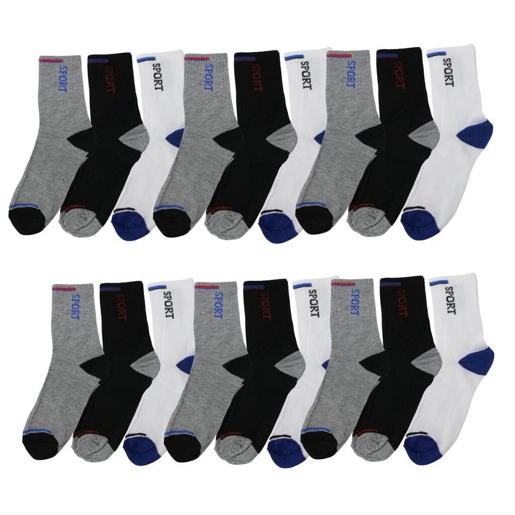 Kit 18 Pares de Meia Sport Cano Alto