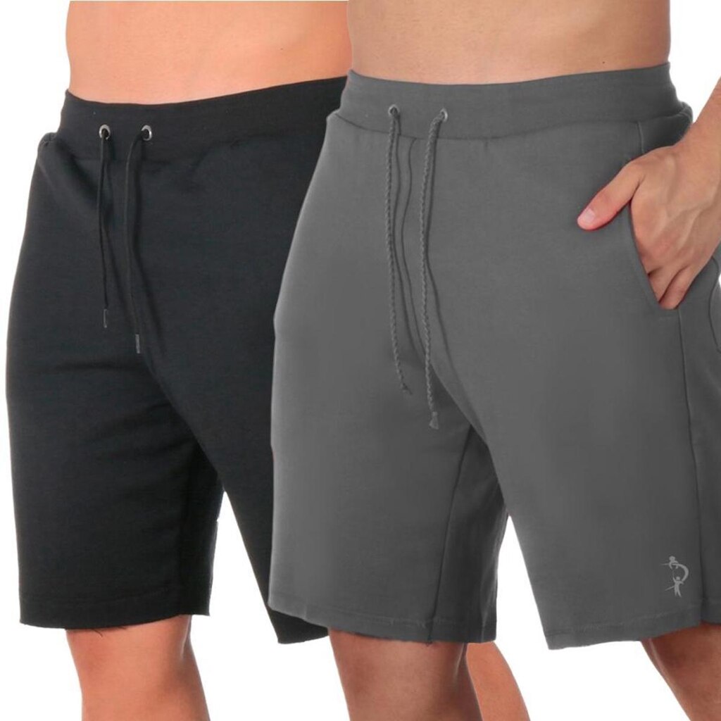 Kit 2 Bermuda Mauricinho Moletinho Confortavel Algodao Poliester Com Bolsos Caminhada Dia a Dia
