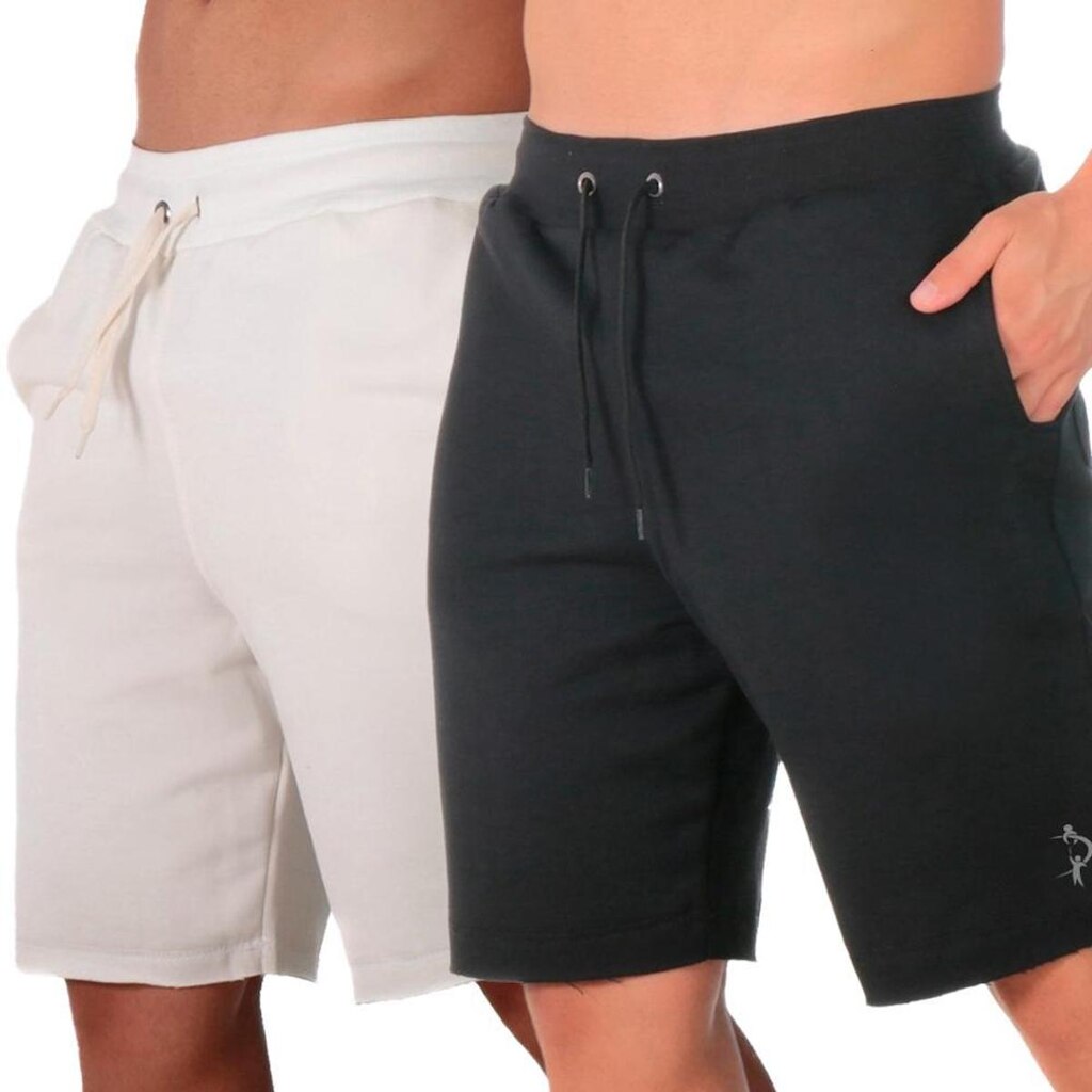 Kit 2 Bermuda Mauricinho Moletinho Confortavel Algodao Poliester Com Bolsos Caminhada Dia a Dia