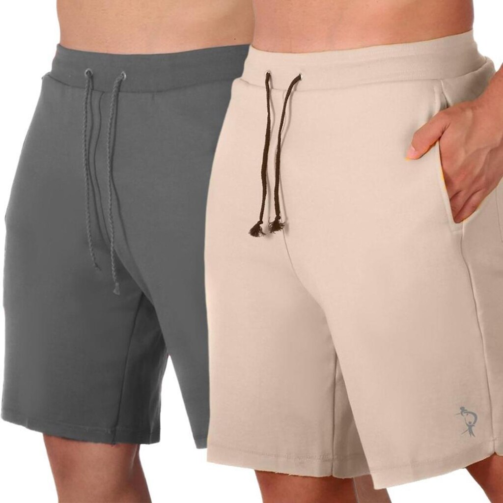 Kit 2 Bermuda Mauricinho Moletinho Confortavel Algodao Poliester Com Bolsos Caminhada Dia a Dia
