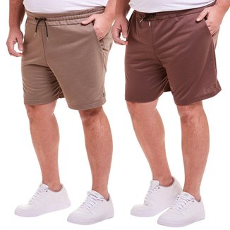 KIT 2 Bermuda Short Moletinho Plus Size Masculino