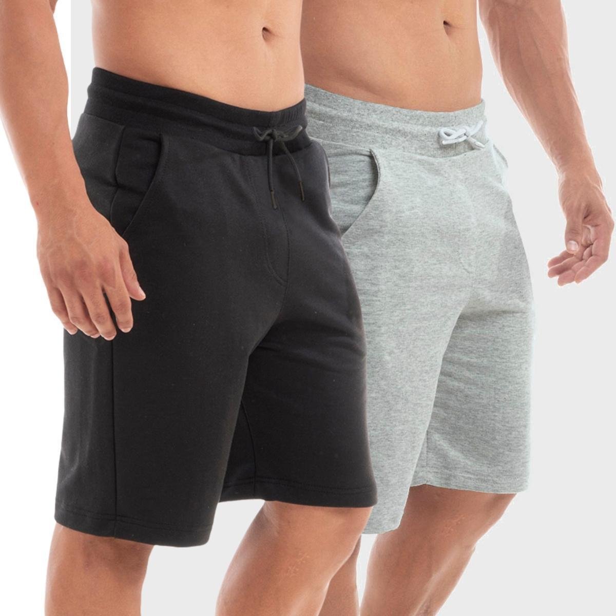 Kit 2 Bermudas de Moletom Masculino Treino Academia Benellys Menor preço em Kit 2 Bermudas de Moletom Masculino Treino Academia Benellys
