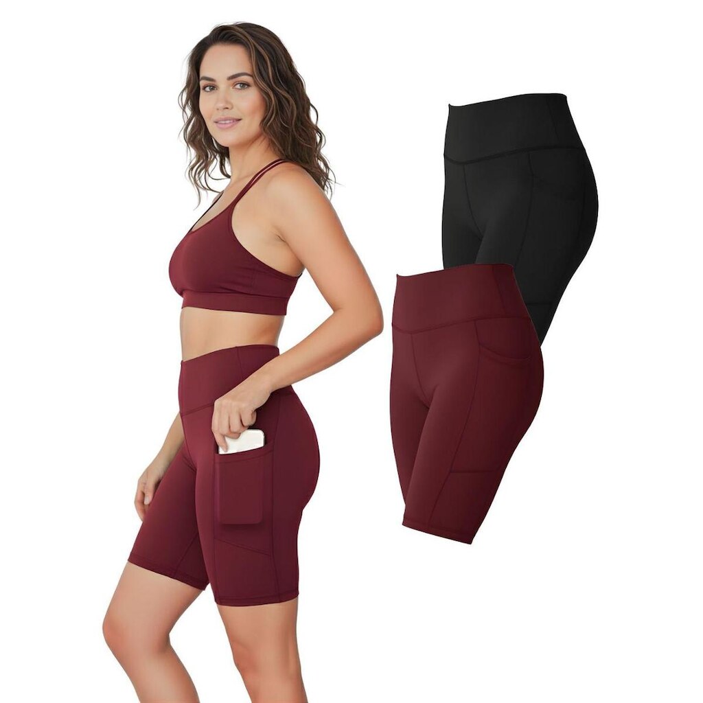 Kit 2 Bermudas Fitness Feminina Bolsos Laterais