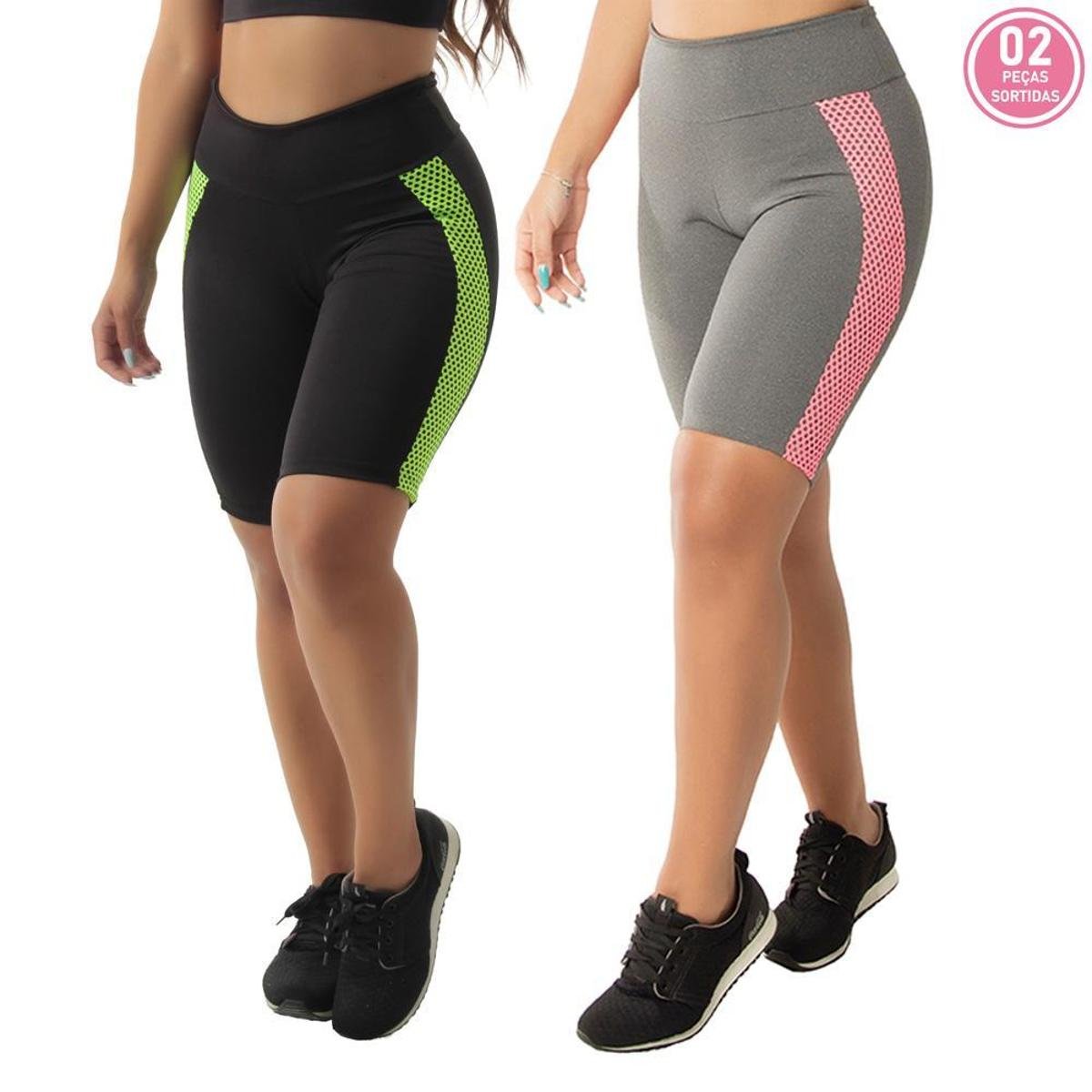KIT 2 BERMUDAS FITNESS TELA ACADEMIA Menor preço em KIT 2 BERMUDAS FITNESS TELA ACADEMIA