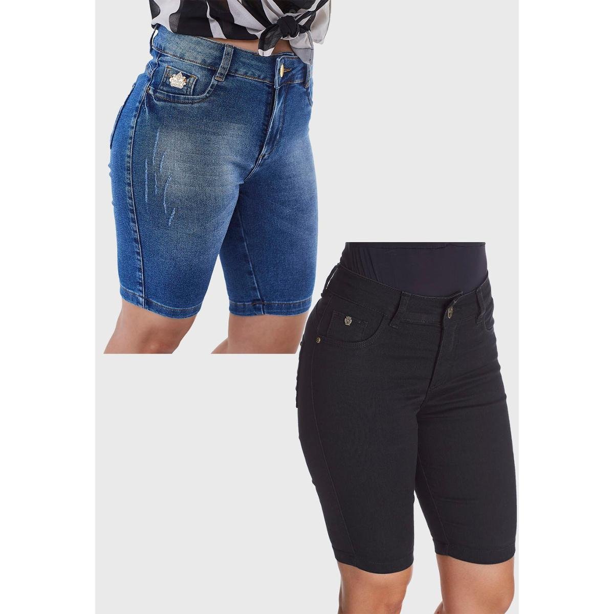 Kit 2 Bermudas Jeans HNO Jeans Ciclista Premium Menor preço em Kit 2 Bermudas Jeans HNO Jeans Ciclista Premium