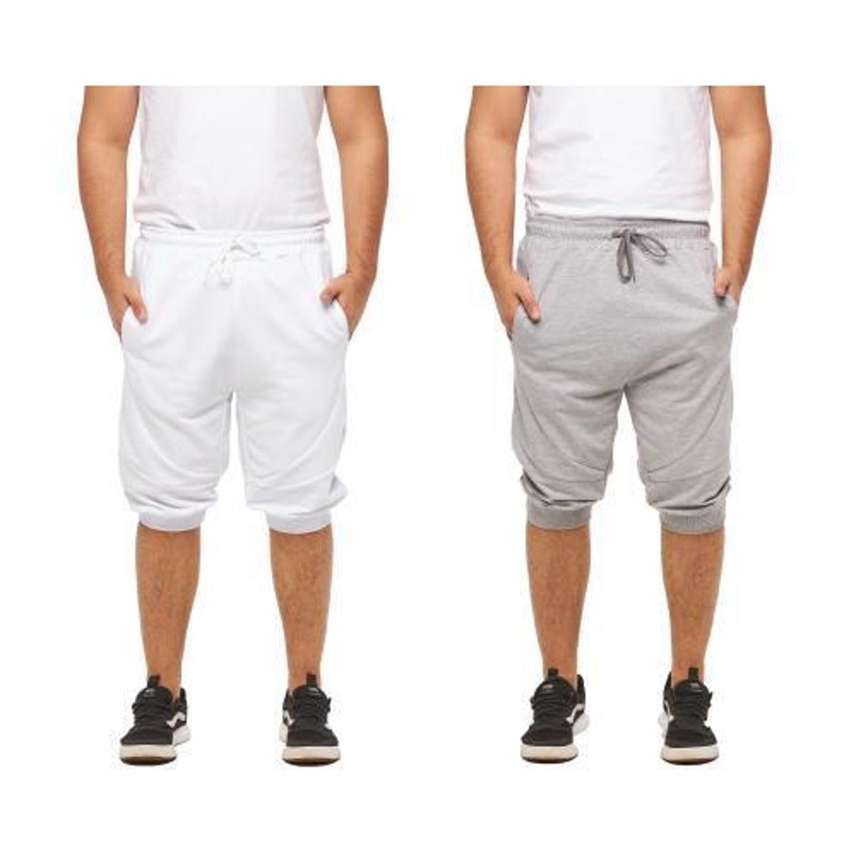 Kit 2 Bermudas Masculina de Moletom Masculina Saruel Skinny Sport Fit Menor preço em Kit 2 Bermudas Masculina de Moletom Masculina Saruel Skinny Sport Fit