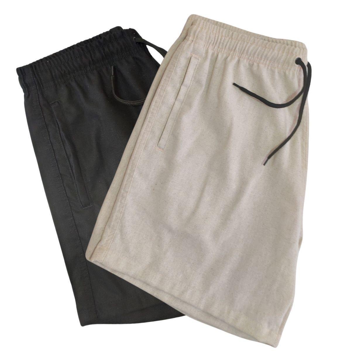 Kit 2 Bermudas Masculinas Linho Mauricinho Short Slim Premium Menor preço em Kit 2 Bermudas Masculinas Linho Mauricinho Short Slim Premium