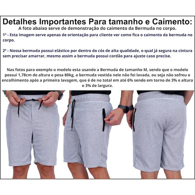 KIT 2 Bermudas Moletinho 2 Bolsos com Ziper Masculina MXD Conceito