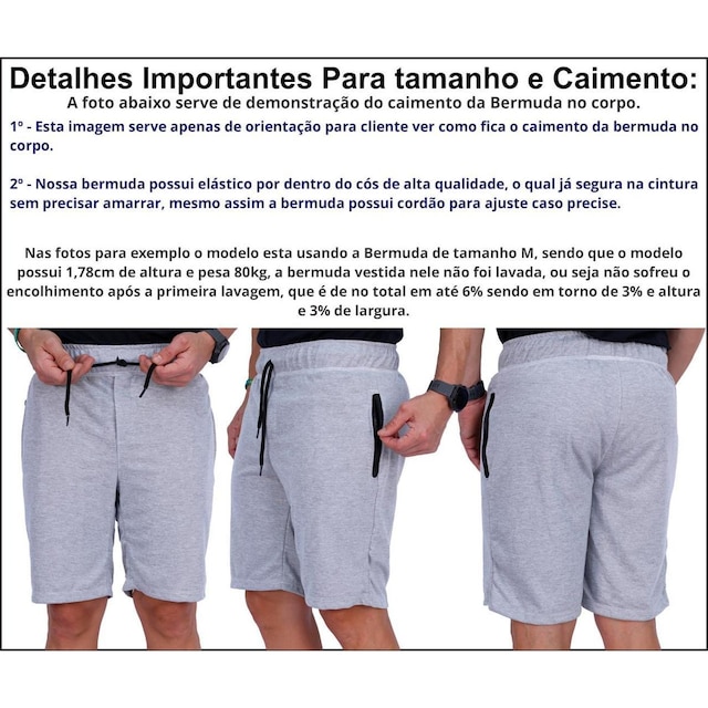 KIT 2 Bermudas Moletinho 2 Bolsos com Ziper Masculina MXD Conceito